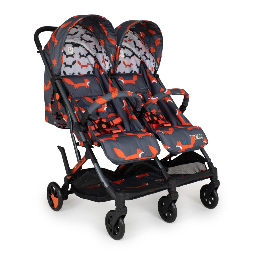 Woosh Double Doppelbuggy - Charcoal Mister Fox