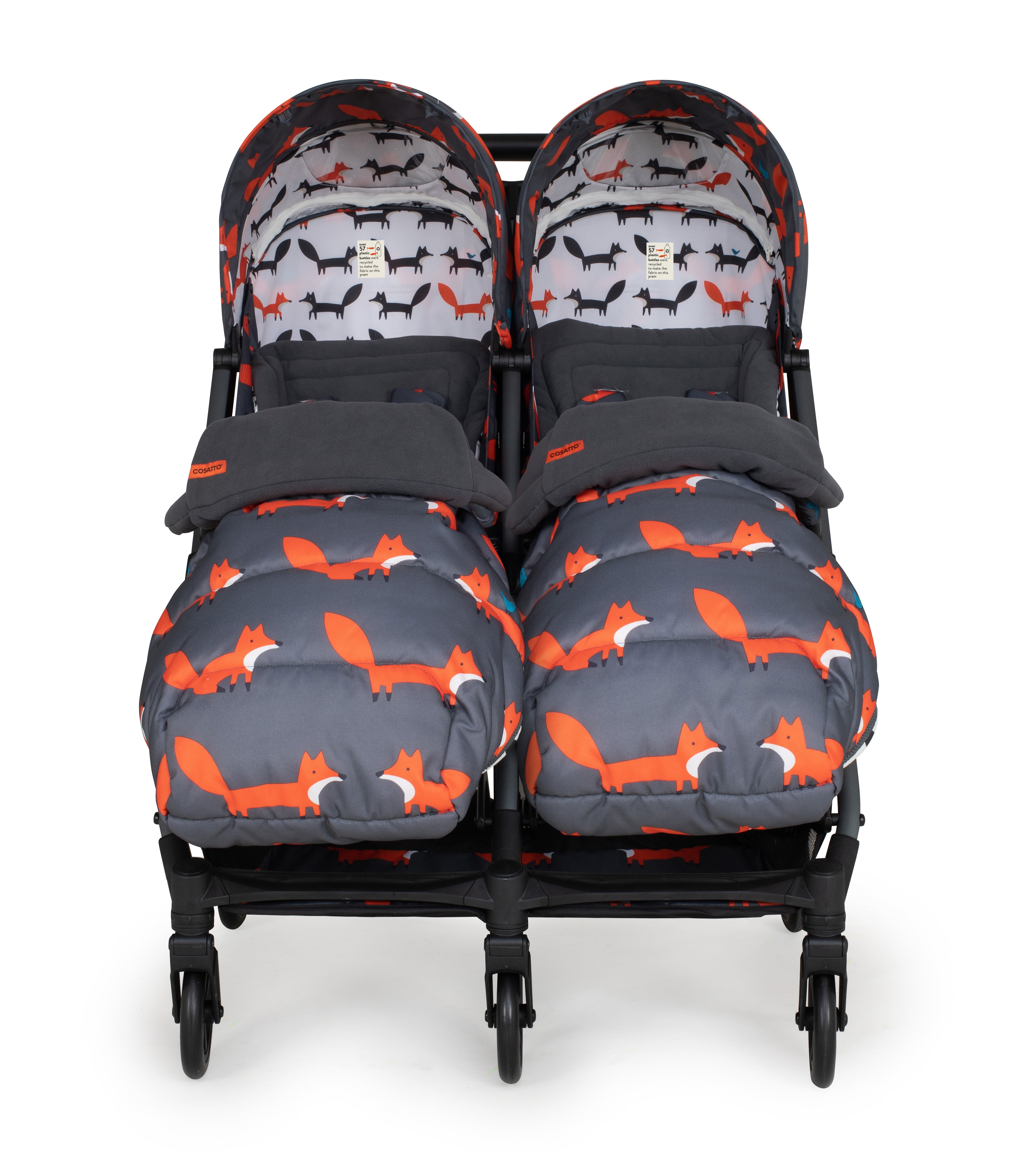 Woosh Double buggy - charcoal mister fox